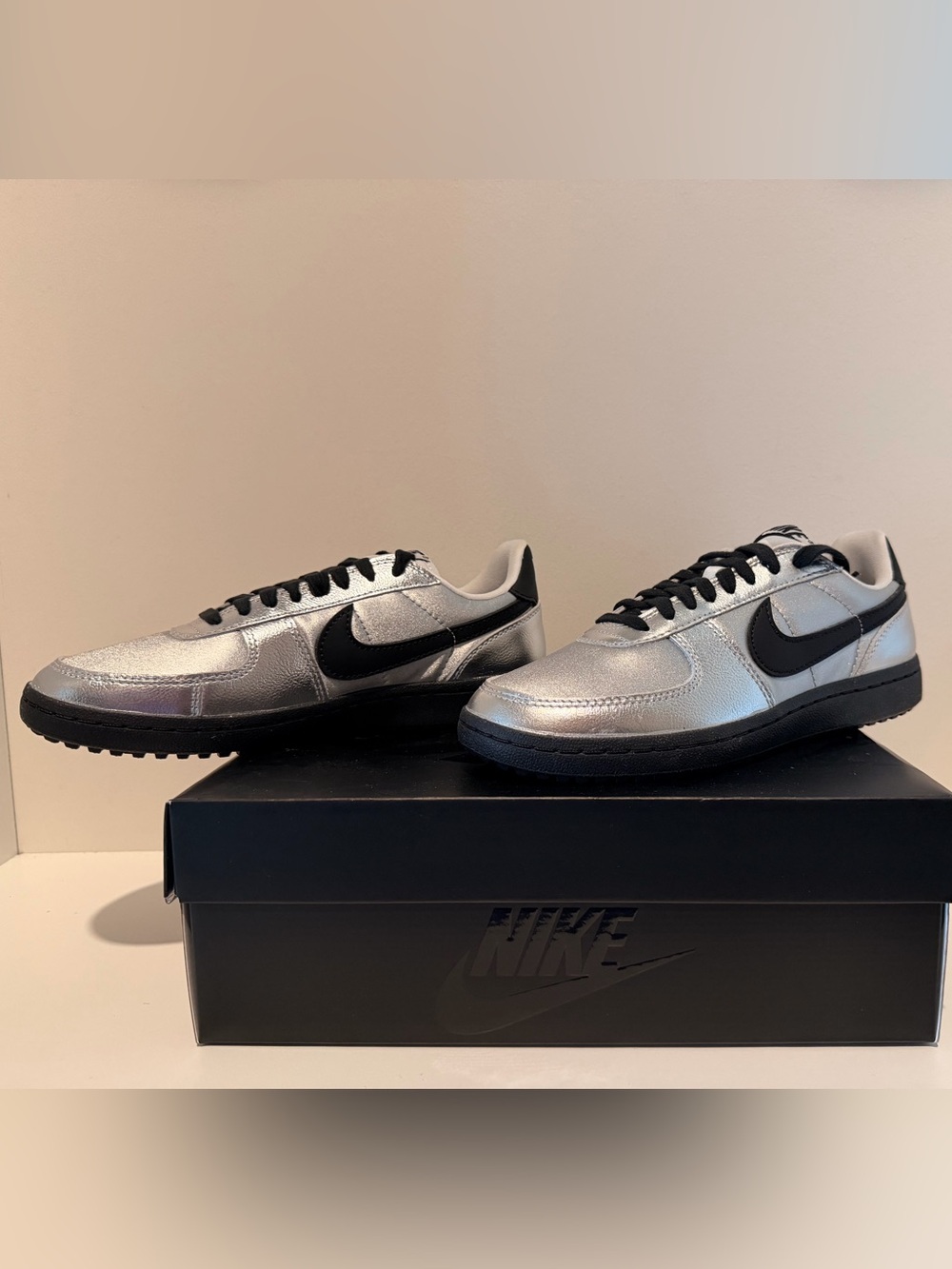 Nike Womens Field General Metallic Silver and Black Sneakers - Picture 10 of 15